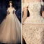 Sparkly Champagne Wedding Dresses 2019 Ball Gown Off-The-Shoulder Short Sleeve Backless Sequins Pearl Beading Glitter Tulle Chapel Train Ruffle