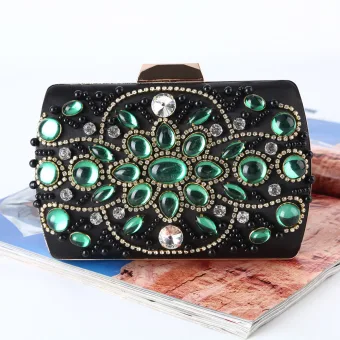 Vintage Retro Black Rhinestone Cocktail Party Clutch Bags 2023
