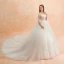 Modest / Simple Ivory Wedding Dresses 2019 A-Line / Princess Square Neckline Short Sleeve Backless Cathedral Train Ruffle