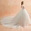 Modest / Simple Ivory Wedding Dresses 2019 A-Line / Princess Square Neckline Short Sleeve Backless Cathedral Train Ruffle