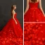 Fabelaktig Rød Brudekjoler 2019 Prinsesse Kjæreste Uten Ermer Ryggløse Appliques Blomst Sløyfe Sash Royal Train Buste