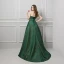Modern / Fashion Dark Green Evening Dresses  2019 A-Line / Princess Sweetheart Sleeveless Gold Printing Flower Sash Sweep Train Ruffle Backless Formal Dresses