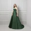 Modern / Fashion Dark Green Evening Dresses  2019 A-Line / Princess Sweetheart Sleeveless Gold Printing Flower Sash Sweep Train Ruffle Backless Formal Dresses