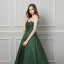 Modern / Fashion Dark Green Evening Dresses  2019 A-Line / Princess Sweetheart Sleeveless Gold Printing Flower Sash Sweep Train Ruffle Backless Formal Dresses