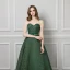 Modern / Fashion Dark Green Evening Dresses  2019 A-Line / Princess Sweetheart Sleeveless Gold Printing Flower Sash Sweep Train Ruffle Backless Formal Dresses