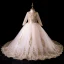 Vintage / Retro Gold Flower Girl Dresses 2019 Ball Gown High Neck Long Sleeve Glitter Beading Court Train Ruffle Wedding Party Dresses
