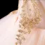 Vintage / Retro Gold Flower Girl Dresses 2019 Ball Gown High Neck Long Sleeve Glitter Beading Court Train Ruffle Wedding Party Dresses