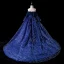 Élégant Bleu Roi Robe Ceremonie Fille 2019 Robe Boule De l'épaule Gonflée Manches Longues Ceinture Glitter Paillettes Plumes Chapel Train Volants Dos Nu Robe Pour Mariage