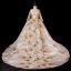 Chic / Beautiful Gold See-through Flower Girl Dresses 2019 Ball Gown Scoop Neck Long Sleeve Glitter Sequins Chapel Train Ruffle Backless Wedding Party Dresses