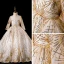 Chic / Beautiful Gold See-through Flower Girl Dresses 2019 Ball Gown Scoop Neck Long Sleeve Glitter Sequins Chapel Train Ruffle Backless Wedding Party Dresses