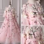 Flower Fairy Candy Pink See-through Flower Girl Dresses 2019 A-Line / Princess Scoop Neck Bell sleeves Sash Embroidered Appliques Flower Sweep Train Ruffle Wedding Party Dresses