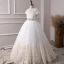 Classy Ivory Flower Girl Dresses 2019 A-Line / Princess Scoop Neck Short Sleeve Pearl Covered Button Appliques Lace Beading Rhinestone Sash Floor-Length / Long Ruffle Wedding Party Dresses