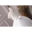 Classy Ivory Flower Girl Dresses 2019 A-Line / Princess Scoop Neck Short Sleeve Pearl Covered Button Appliques Lace Beading Rhinestone Sash Floor-Length / Long Ruffle Wedding Party Dresses