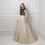 Illusion Champagne Transparentes Dentelle Robe De Soirée 2019 Princesse Encolure Dégagée Sans Manches Ceinture Glitter Perlage Faux Diamant Train De Balayage Volants Robe De Ceremonie