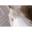 Chic / Belle Ivoire Transparentes Robe Ceremonie Fille 2019 Princesse V-Cou Manches Longues Noeud Ceinture Appliques En Dentelle Robe Pour Mariage Dos Nu Train De Balayage