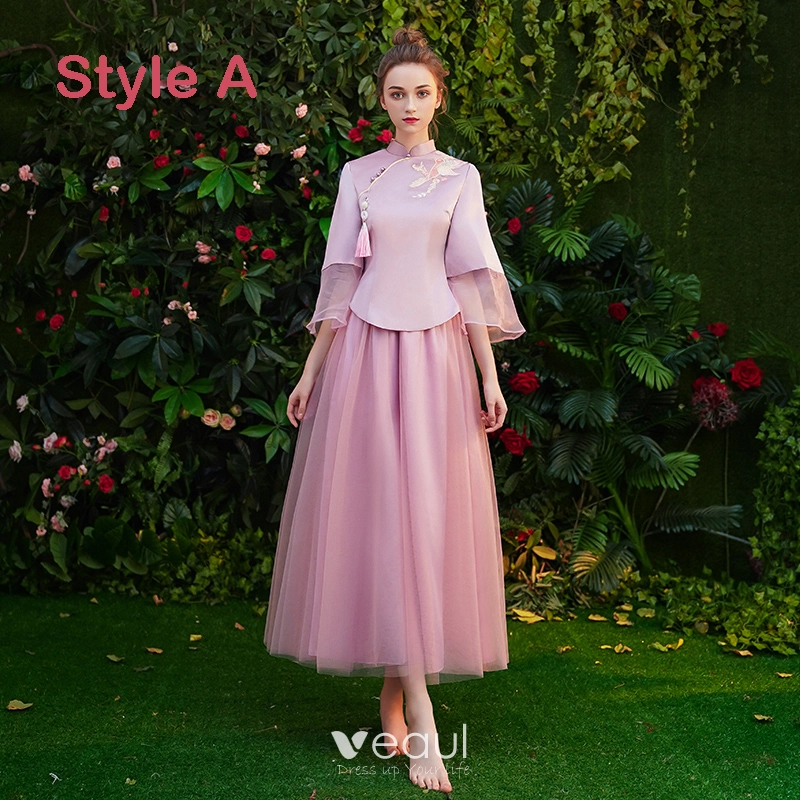 asian wedding bridesmaid dresses Girlfriend Dresses Wedding Bridesmaid Dress Sisters Chinese Style Full –  Ame_handmadesg main image 1
