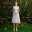 Affordable Grey Bridesmaid Dresses 2019 A-Line / Princess Appliques Lace Short Ruffle Backless Wedding Party Dresses