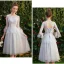 Affordable Grey Bridesmaid Dresses 2019 A-Line / Princess Appliques Lace Short Ruffle Backless Wedding Party Dresses