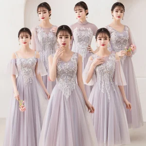 Affordable Blushing Pink See Through Bridesmaid Dresses 2019 A Line Princess Appliques Lace Pearl Ankle Length Ruffle Backless Wedding Party Dresses