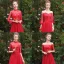 Affordable Red Bridesmaid Dresses 2019 A-Line / Princess Sash Appliques Lace Floor-Length / Long Ruffle Backless Wedding Party Dresses