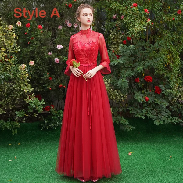 Affordable Red Bridesmaid Dresses 2019 A-Line / Princess Sash Appliques Lace Floor-Length / Long Ruffle Backless Wedding Party Dresses