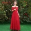 Affordable Red Bridesmaid Dresses 2019 A-Line / Princess Sash Appliques Lace Floor-Length / Long Ruffle Backless Wedding Party Dresses