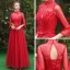 Affordable Red Bridesmaid Dresses 2019 A-Line / Princess Sash Appliques Lace Floor-Length / Long Ruffle Backless Wedding Party Dresses