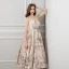 Elegant Champagne Jacquard Ballkjoler 2019 Prinsesse Kjæreste Uten Ermer Sløyfe Sash Buste Ryggløse Formelle Kjoler