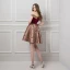 Modern / Fashion Burgundy Homecoming Graduation Dresses 2019 A-Line / Princess Off-The-Shoulder Short Sleeve Beading Sash Short Ruffle Backless Jacquard Formal Dresses