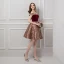 Modern / Fashion Burgundy Homecoming Graduation Dresses 2019 A-Line / Princess Off-The-Shoulder Short Sleeve Beading Sash Short Ruffle Backless Jacquard Formal Dresses