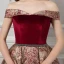 Modern / Fashion Burgundy Homecoming Graduation Dresses 2019 A-Line / Princess Off-The-Shoulder Short Sleeve Beading Sash Short Ruffle Backless Jacquard Formal Dresses