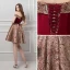 Modern / Fashion Burgundy Homecoming Graduation Dresses 2019 A-Line / Princess Off-The-Shoulder Short Sleeve Beading Sash Short Ruffle Backless Jacquard Formal Dresses