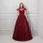 Bling Bling Bordeaux Transparentes Robe De Bal 2019 Princesse Col Haut Manches Courtes Métal Ceinture Longue Volants Glitter Robe De Ceremonie