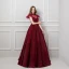 Bling Bling Bordeaux Transparentes Robe De Bal 2019 Princesse Col Haut Manches Courtes Métal Ceinture Longue Volants Glitter Robe De Ceremonie