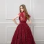 Bling Bling Bordeaux Transparentes Robe De Bal 2019 Princesse Col Haut Manches Courtes Métal Ceinture Longue Volants Glitter Robe De Ceremonie