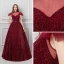 Bling Bling Bordeaux Transparentes Robe De Bal 2019 Princesse Col Haut Manches Courtes Métal Ceinture Longue Volants Glitter Robe De Ceremonie