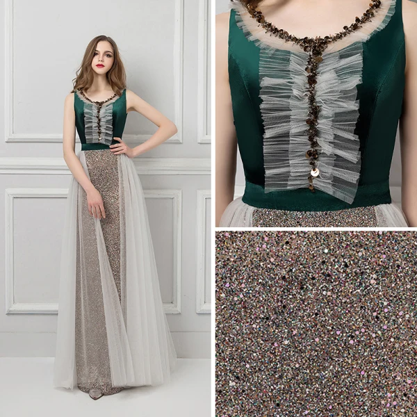 Modern / Fashion Dark Green Evening Dresses 2019 Sheath / Fit Scoop Neck Sleeveless Beading Sequins Floor-Length / Long Ruffle Backless Glitter Formal Dresses