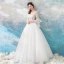 Erschwinglich Ivory / Creme Strand Brautkleider / Hochzeitskleider 2019 Ballkleid Eckiger Ausschnitt Lange Ärmel Rückenfreies Perlenstickerei Pailletten Lange Rüschen