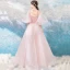 Flower Fairy Blushing Pink Prom Dresses 2019 A-Line / Princess V-Neck 3/4 Sleeve Appliques Lace Floor-Length / Long Ruffle Backless Formal Dresses