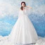 Illusion Ivory See-through Wedding Dresses 2019 Ball Gown Scoop Neck 3/4 Sleeve Backless Appliques Lace Floor-Length / Long Ruffle