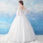 Illusion Ivory See-through Wedding Dresses 2019 Ball Gown Scoop Neck 3/4 Sleeve Backless Appliques Lace Floor-Length / Long Ruffle
