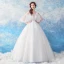 Illusion Ivory See-through Wedding Dresses 2019 Ball Gown Scoop Neck 3/4 Sleeve Backless Appliques Lace Floor-Length / Long Ruffle