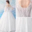 Illusion Ivory See-through Wedding Dresses 2019 Ball Gown Scoop Neck 3/4 Sleeve Backless Appliques Lace Floor-Length / Long Ruffle