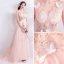 Romantic Pearl Pink Evening Dresses  2019 A-Line / Princess V-Neck Sleeveless Butterfly Appliques Lace Pearl Beading Court Train Ruffle Backless Formal Dresses