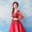 Romantic Burgundy Prom Dresses 2019 A-Line / Princess V-Neck Long Sleeve Butterfly Appliques Lace Sequins Floor-Length / Long Ruffle Backless Formal Dresses