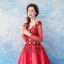 Romantic Burgundy Prom Dresses 2019 A-Line / Princess V-Neck Long Sleeve Butterfly Appliques Lace Sequins Floor-Length / Long Ruffle Backless Formal Dresses