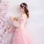 Flower Fairy Candy Pink Prom Dresses 2019 A-Line / Princess Off-The-Shoulder Puffy Long Sleeve Appliques Flower Beading Rhinestone Floor-Length / Long Ruffle Backless