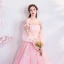 Flower Fairy Candy Pink Prom Dresses 2019 A-Line / Princess Off-The-Shoulder Puffy Long Sleeve Appliques Flower Beading Rhinestone Floor-Length / Long Ruffle Backless