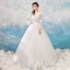 Erschwinglich Ivory / Creme Durchbohrt Brautkleider / Hochzeitskleider 2019 Ballkleid Rundhalsausschnitt Lange Ärmel Rückenfreies Applikationen Spitze Perlenstickerei Perle Lange Rüschen