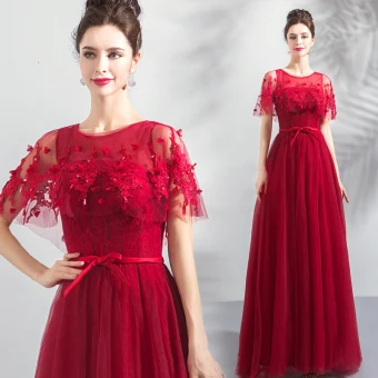 Chic Beautiful Burgundy Prom Dresses With Shawl 2019 A Line Princess Scoop Neck Appliques Lace Beading Sash Floor Length Long Ruffle Backless Formal Dresses